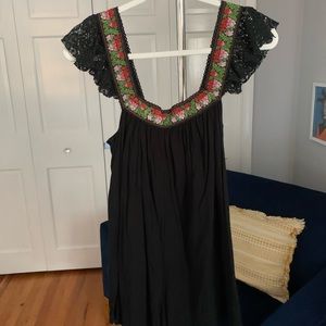 Urban Outfitters Embroidered Floral Lace Trim Romper